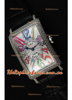 Franck Muller Long Island Color Dreams Ladies Swiss Replica Watch - Black Strap