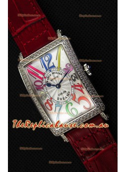 Franck Muller Long Island Color Dreams Ladies Swiss Replica Watch - Red Strap