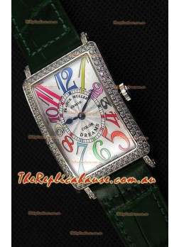 Franck Muller Long Island Color Dreams Ladies Swiss Replica Watch - Green Strap
