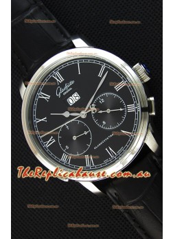 Glashuette Dual Sub Dial Japanese Replica Watch in Black Dial