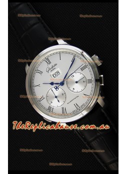 Glashuette Dual Sub Dial Japanese Replica Watch in White Dial