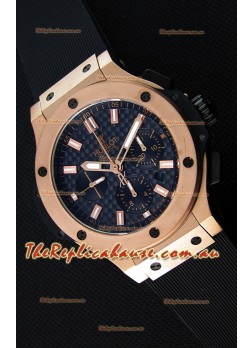 Hublot Big Bang Carbon Dial Pink Gold Case Swiss Replica Watch : 1:1 Mirror Replica 