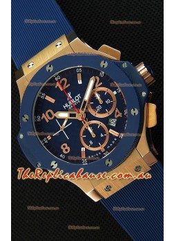 Hublot Big Bang Blue Pink Gold Case Swiss Replica Watch 1:1 Mirror Replica