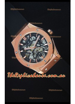 Hublot Classic Fusion Skeleton Rose Gold Case Japanese Movement