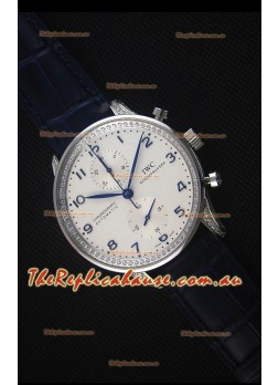 IWC Portuguese Chronograph White Dial with Diamonds 1:1 Mirror Replica Watch