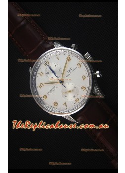 IWC Portuguese Chronograph Stainless Steel with Diamonds 1:1 Mirror Replica Watch