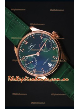 IWC Portugieser Swiss 1:1 Mirror Replica Timepiece Green Dial Rose Gold Case Timepiece
