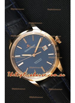 Jaeger LeCoultre Geophysic True Second Pink Gold Swiss Replica Watch Blue Dial 