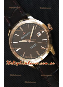 Jaeger LeCoultre Geophysic True Second Pink Gold Swiss Replica Watch Brown Dial 