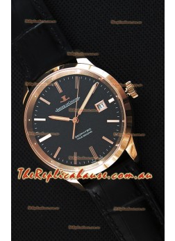 Jaeger LeCoultre Geophysic True Second Pink Gold Swiss Replica Watch Black Dial 