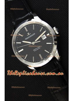 Jaeger LeCoultre Geophysic True Second Steel Case Watch Black Dial 