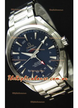 Omega Seamaster Aqua Terra GMT 150M 43MM 1:1 Mirror Replica Watch Blue Dial