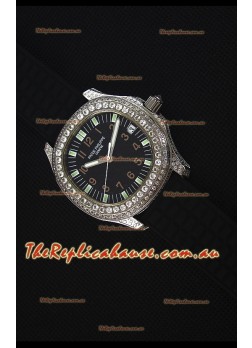 Patek Philippe Aquanaut Swiss Replica Watch with Diamonds Encrusted Casing 