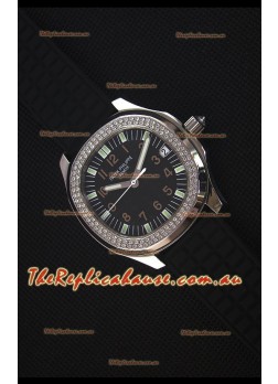 Patek Philippe Aquanaut Swiss Replica Watch with Swiss Diamonds Bezel 