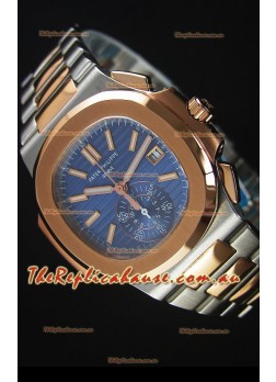 Patek Philippe Nautilus 5980 Chronograph Two Tone Case Blue dial - 1:1 Mirror Replica