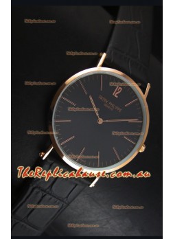 Patek Philippe Calatrava Ulta-Thin Swiss Quartz Watch Rose Gold Case