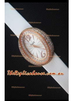Piaget Limelight Magic Hour Swiss Quartz Watch Rose Gold in White Strap