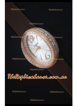 Piaget Limelight Magic Hour Swiss Quartz Watch Rose Gold in Brown Strap