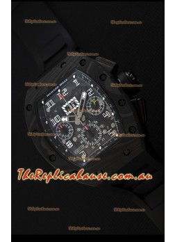 Richard Mille RM011-FM Felipe Massa One Piece Black Forged Carbon Case Watch in Black Strap
