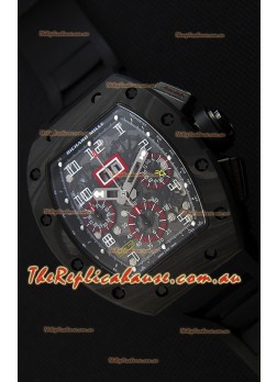 Richard Mille RM011-FM Felipe Massa One Piece Black Forged Carbon Case Watch in Black Strap