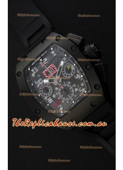 Richard Mille RM011-FM Felipe Massa Black Ceramic Case Watch in Black Strap