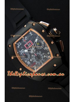 Richard Mille RM011-FM Felipe Massa Black Ceramic Case Watch in Black Strap