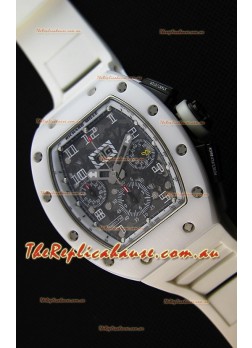 Richard Mille RM011-FM Felipe Massa White Ceramic Case Watch in White Strap