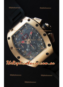 Richard Mille RM011-FM Felipe Massa Pink Gold Plated Titanium Case Watch in Black Strap