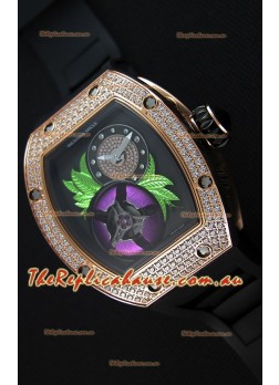 Richard Mille 19-02 Tourbillon Fleur Swiss Replica Watch in Pink Gold 