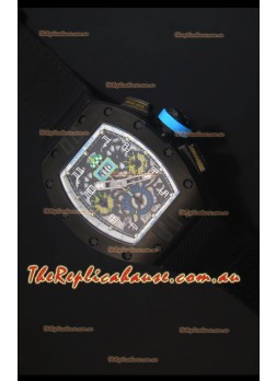 Richard Mille RM011 Filipe Massa PVD Swiss Replica Watch in Black Nylon Strap
