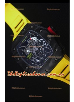 Richard Mille RM035-2 Rafael Nadal Forged Carbon Case with Yellow Rubber Strap