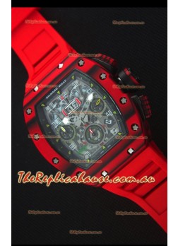 Richard Mille RM011-03 One Piece Red Forged Carbon Case Watch in Red Strap