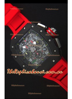 Richard Mille RM011-03 One Piece Black Forged Carbon Case Watch in Red Strap