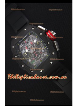 Richard Mille RM011-03 One Piece Black Forged Carbon Case Watch in Black Strap