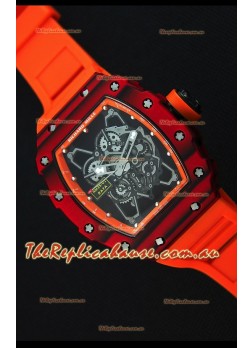 Richard Mille RM35-01 One Piece Red Forged Carbon Case Watch in Orange Strap