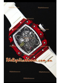 Richard Mille RM35-01 One Piece Red Forged Carbon Case Watch in White Strap