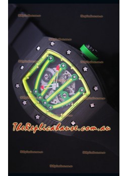Richard Mille RM059 Yohan Blake Forged Carbon Case Swiss Replica Timepiece in Yellow Bezel