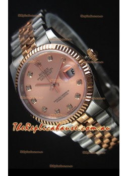 Rolex Datejust Replica Watch Rose Gold with Diamonds Dial in 36MM with 3135 Swiss Movement 