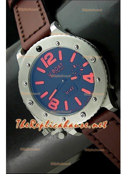 U Boat U-42 Diver Stainless Steel Swiss Watch - Red Markers