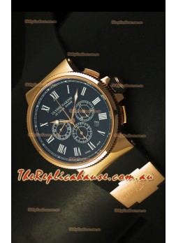 Ulysse Nardin Marine Chronograph Rose Gold Black Roman Black Dial - 1:1 Mirror Replica