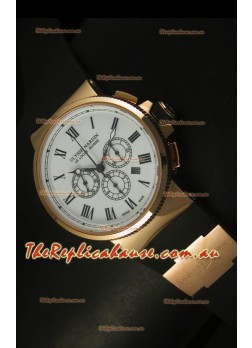 Ulysse Nardin Marine Chronograph Rose Gold White Roman Black Dial - 1:1 Mirror Replica